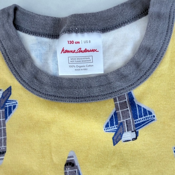 Hanna Andersson Yellow and Blue Airplane Kids Pajama Set - Picture 5 of 7